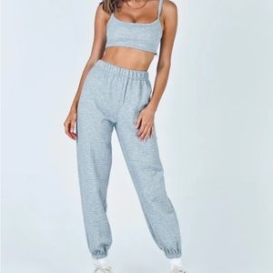 Princess Polly Arabella Set (Grey Quilted Sweatpants Set)
